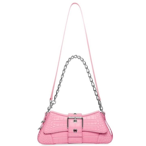 COPY - BALENCIAGA LINDSAY SMALL SHOULDER BAG WITH STRAP CROCODILE EMBOSSED LIGH… - Picture 1 of 4